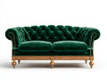Canapé 2 places - Velours-bois - 196x88x86 cm - Vert émeraude-naturel - Classique