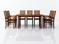 Salon de jardin repas - bois - 210x100x75 cm - brun acajou - style classique