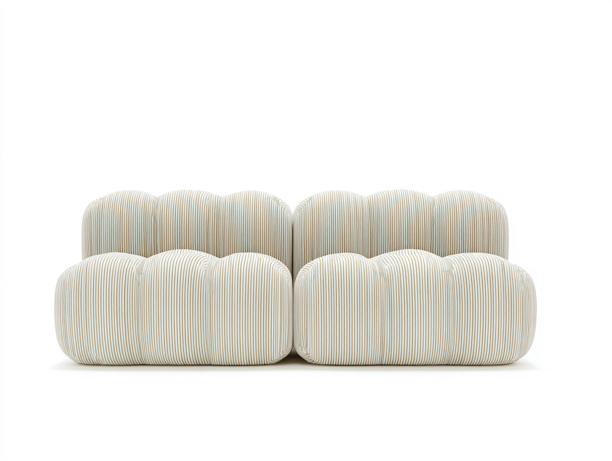 Canapé 2 places - Tissu - 168x88x76 cm - Ivoire-beige - Contemporain