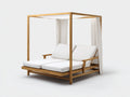 Bain de soleil - bois-tissu - 210x185x205 cm - bois miel-blanc - style moderne