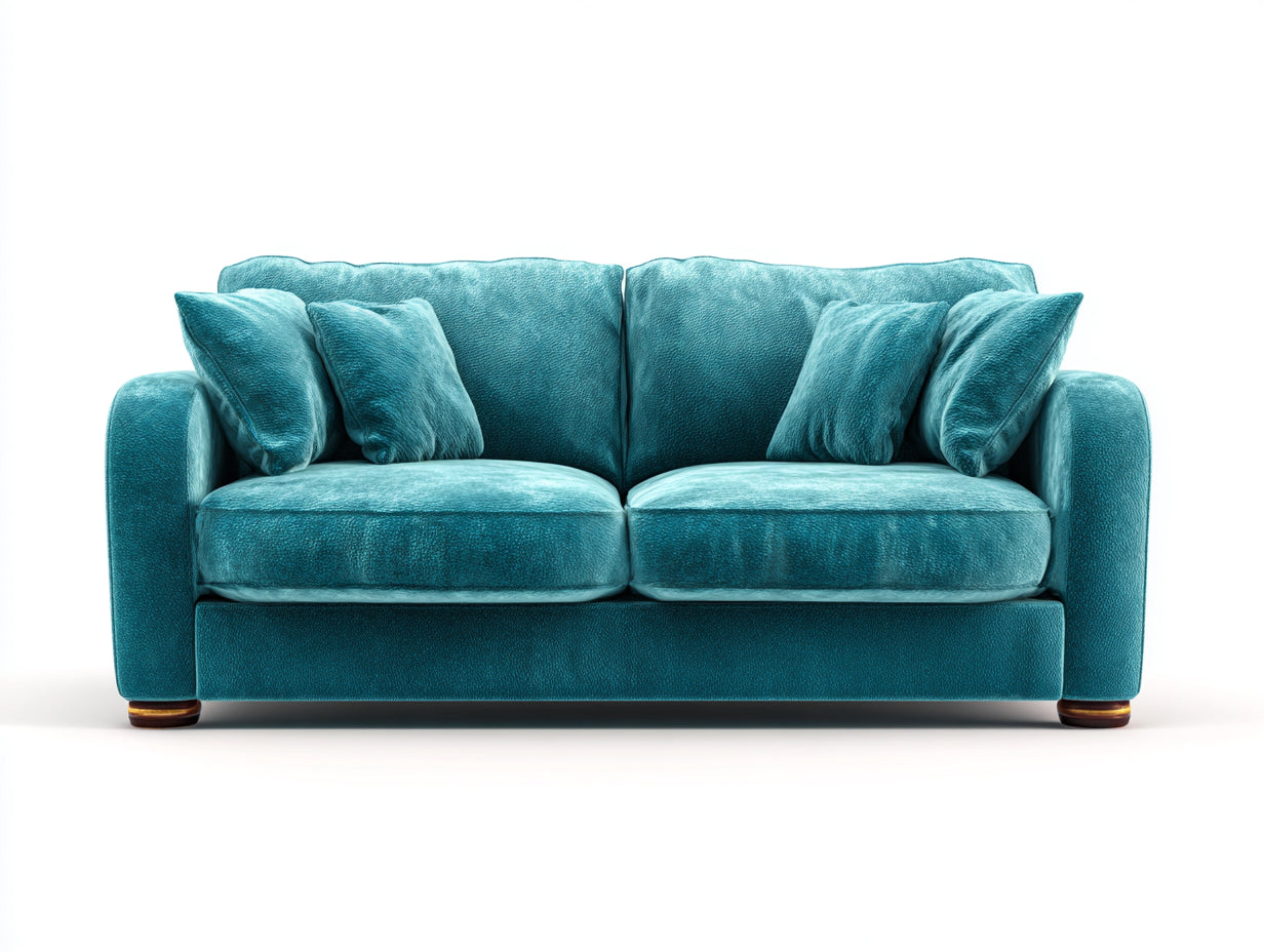 Canapé 2 places - Tissu - 182x89x82 cm - Bleu turquoise - Moderne
