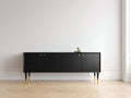 Meuble d'entrée - bois-métal - 180x40x76 cm - noir-doré - style moderne