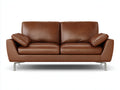 Canapé 2 places - Cuir synthétique-métal - 185x87x78 cm - Brun camel - Moderne