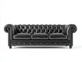 Canapé 3 places - Cuir synthétique - 232x95x80 cm - Noir - Chesterfield