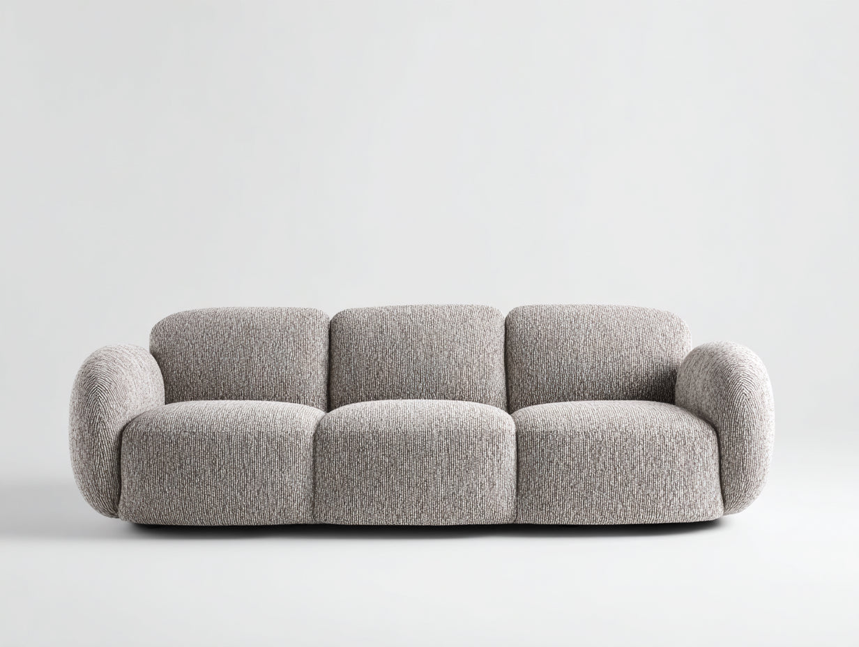 Canapé 3 places - Tissu - 226x94x77 cm - Gris beige - Moderne