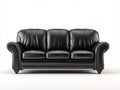 Canapé 3 places - Cuir synthétique - 218x91x83 cm - Noir - Classique