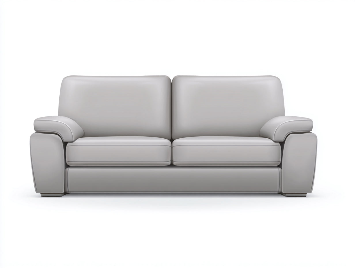 Canapé 2 places - Cuir synthétique - 176x88x82 cm - Gris clair - Moderne