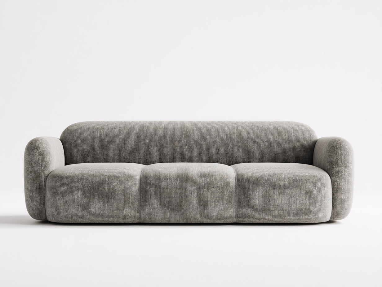 Canapé 3 places - Tissu - 224x92x76 cm - Gris beige - Moderne