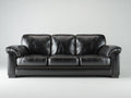 Canapé 3 places - Cuir synthétique - 218x91x84 cm - Noir - Classique