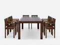 Salon de jardin repas - bois - 220x110x76 cm - brun foncé - style rustique