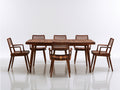 Salon de jardin repas - bois - 182x92x75 cm - brun chaud - style naturel
