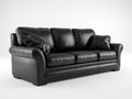 Canapé 3 places - Cuir synthétique - 226x94x88 cm - Noir - Classique