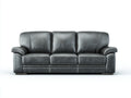 Canapé 3 places - Cuir synthétique - 214x88x86 cm - Gris anthracite - Classique