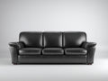 Canapé 3 places - Cuir synthétique - 214x90x83 cm - Noir - Classique