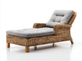Bain de soleil - rotin-tissu - 190x75x86 cm - naturel-gris clair - style campagne