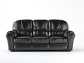 Canapé 3 places - Cuir synthétique - 216x90x85 cm - Noir - Classique