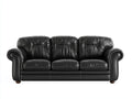 Canapé 3 places - Cuir synthétique - 220x91x86 cm - Noir - Chesterfield