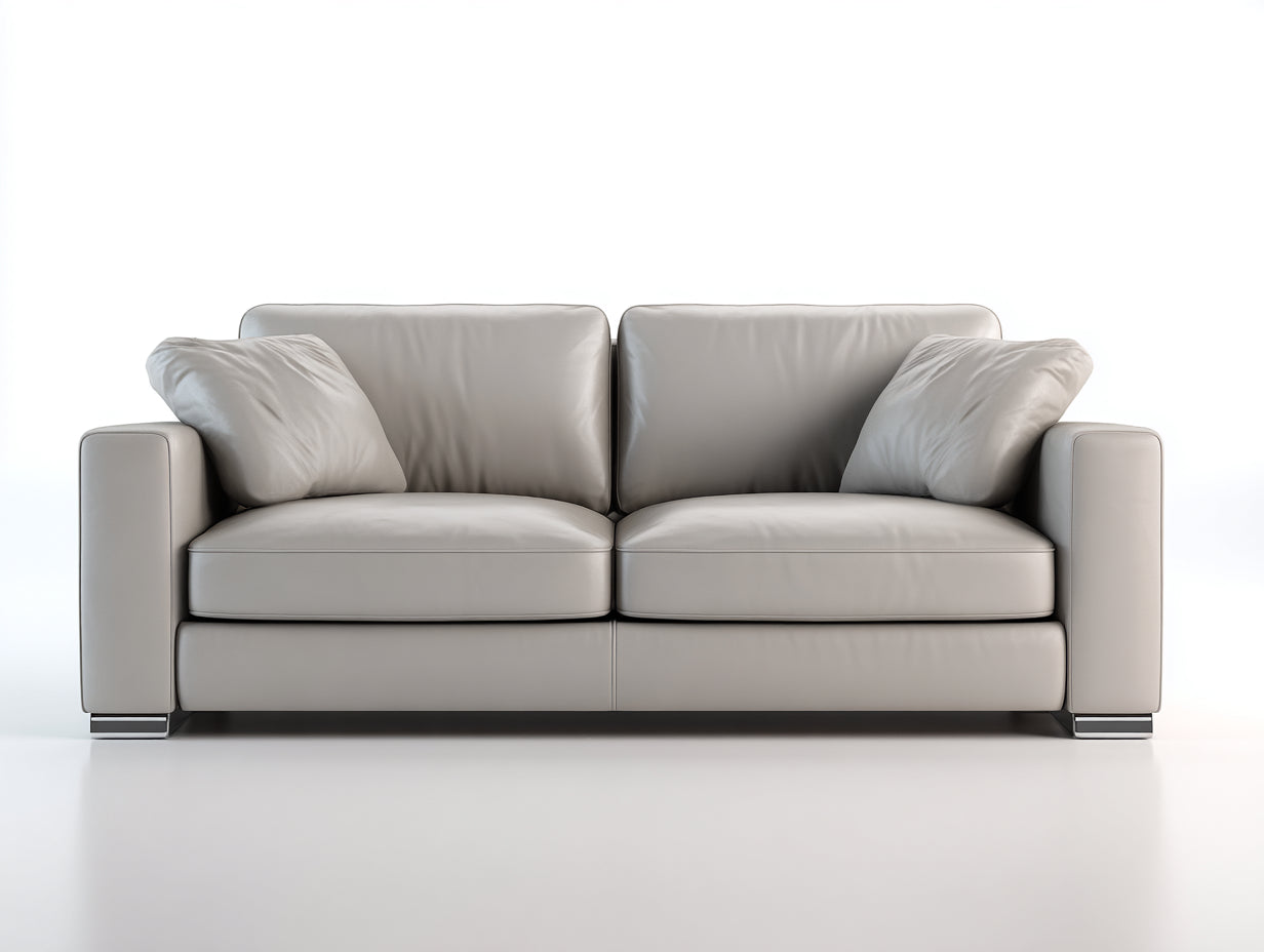 Canapé 2 places - Cuir synthétique - 185x90x80 cm - Gris beige - Moderne