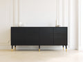 Meuble d'entrée - bois-métal - 180x42x82 cm - noir-doré - style moderne