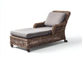 Bain de soleil - rotin-tissu - 188x72x82 cm - brun naturel-gris - style vintage