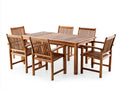 Salon de jardin repas - bois - 196x98x75 cm - brun doré - style classique