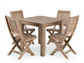 Salon de jardin repas - bois - 95x95x76 cm - brun vieilli - style rustique