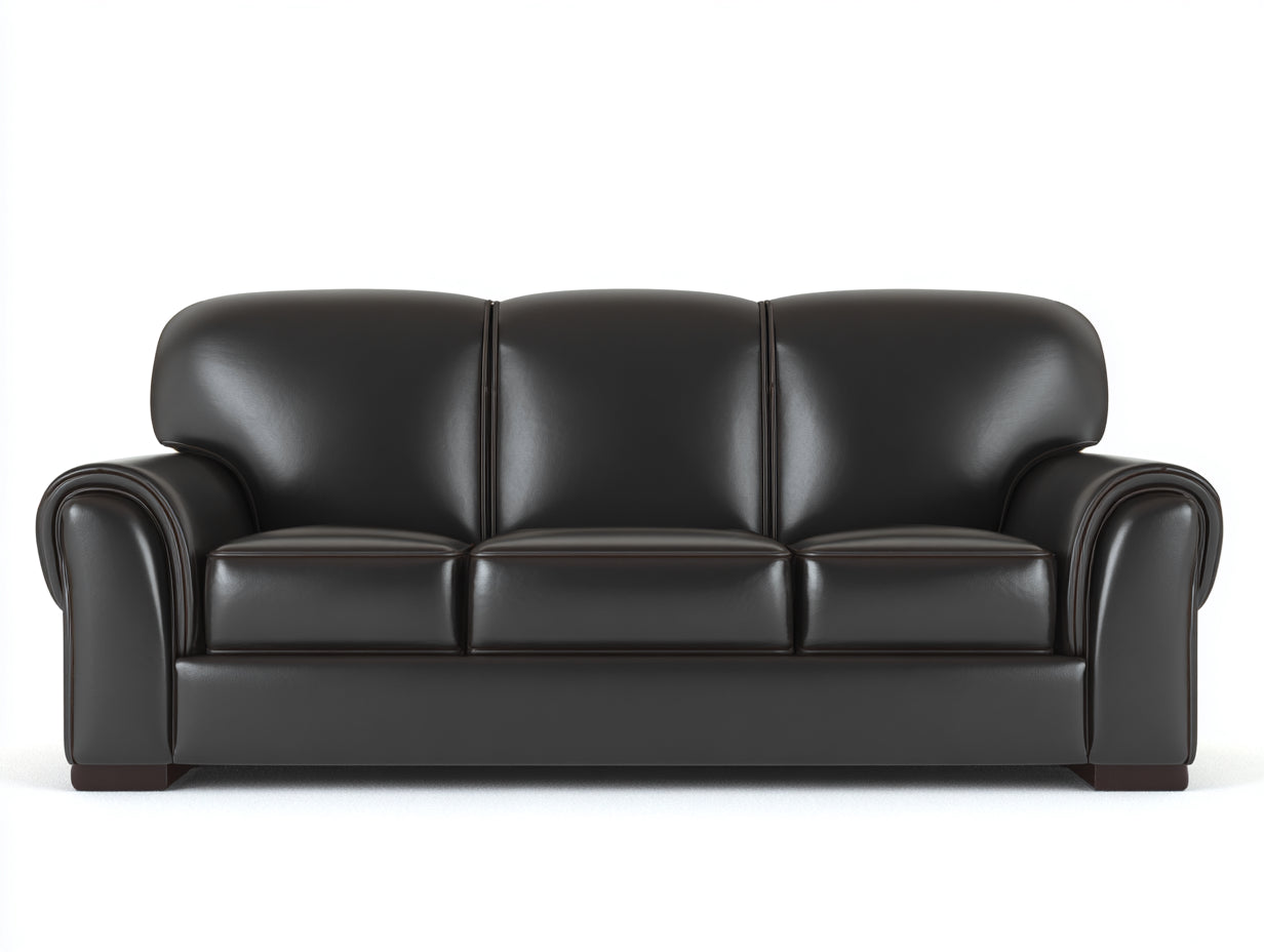 Canapé 3 places - Cuir synthétique - 212x89x82 cm - Noir - Classique